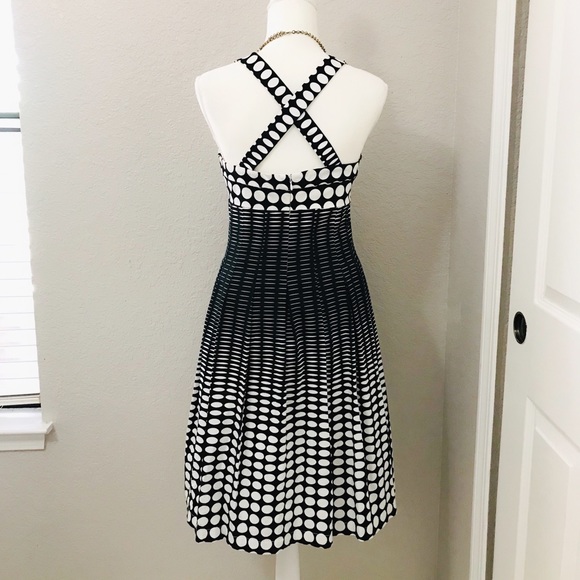 SOLD Dana Buchman A-Line Polka Dot Midi Dress - Picture 2 of 8